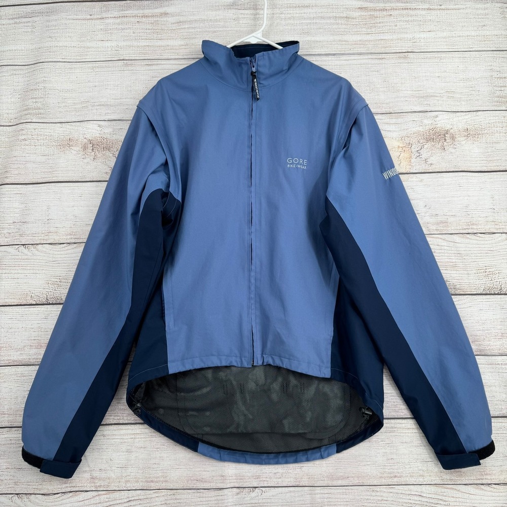 Gore Bike Wear Cycling Jacket Mens XL Blue Windstopper Full Zip Dropped Hem